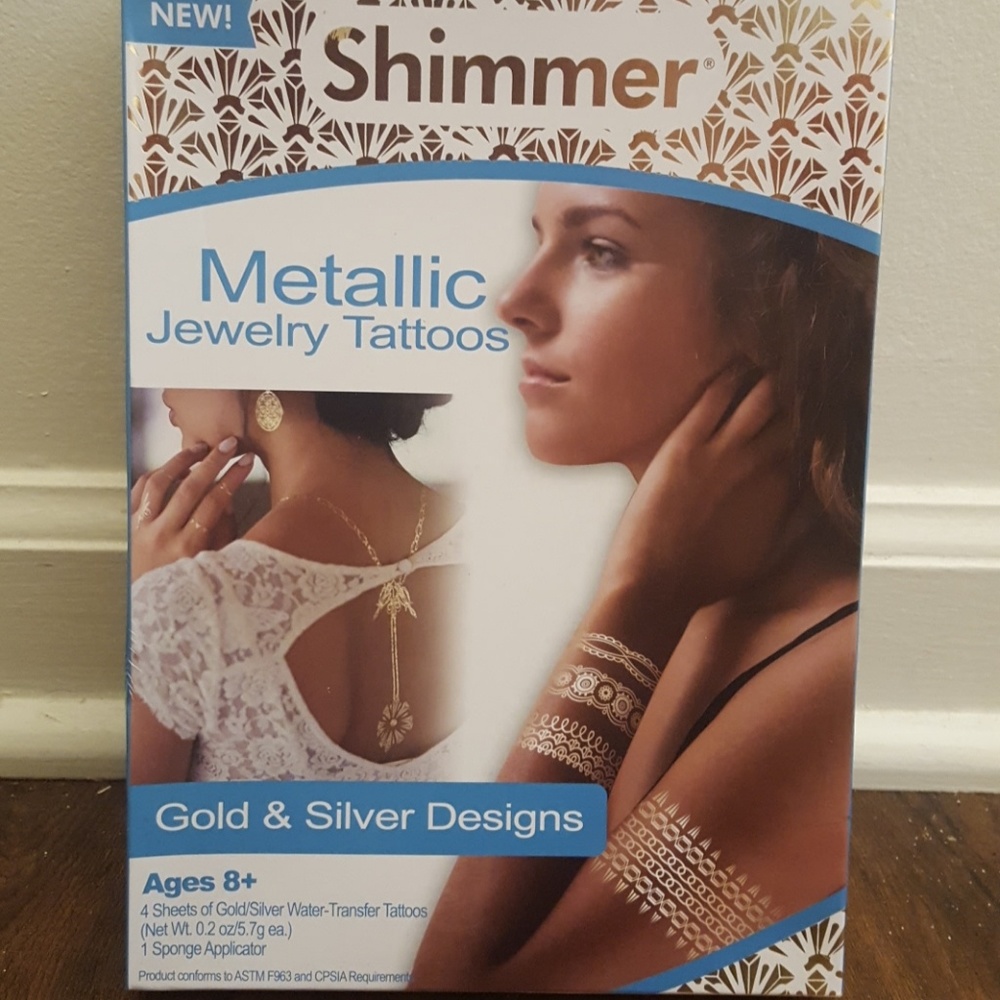 70 Metallic Tattoos, Temporary, Gold & Silver